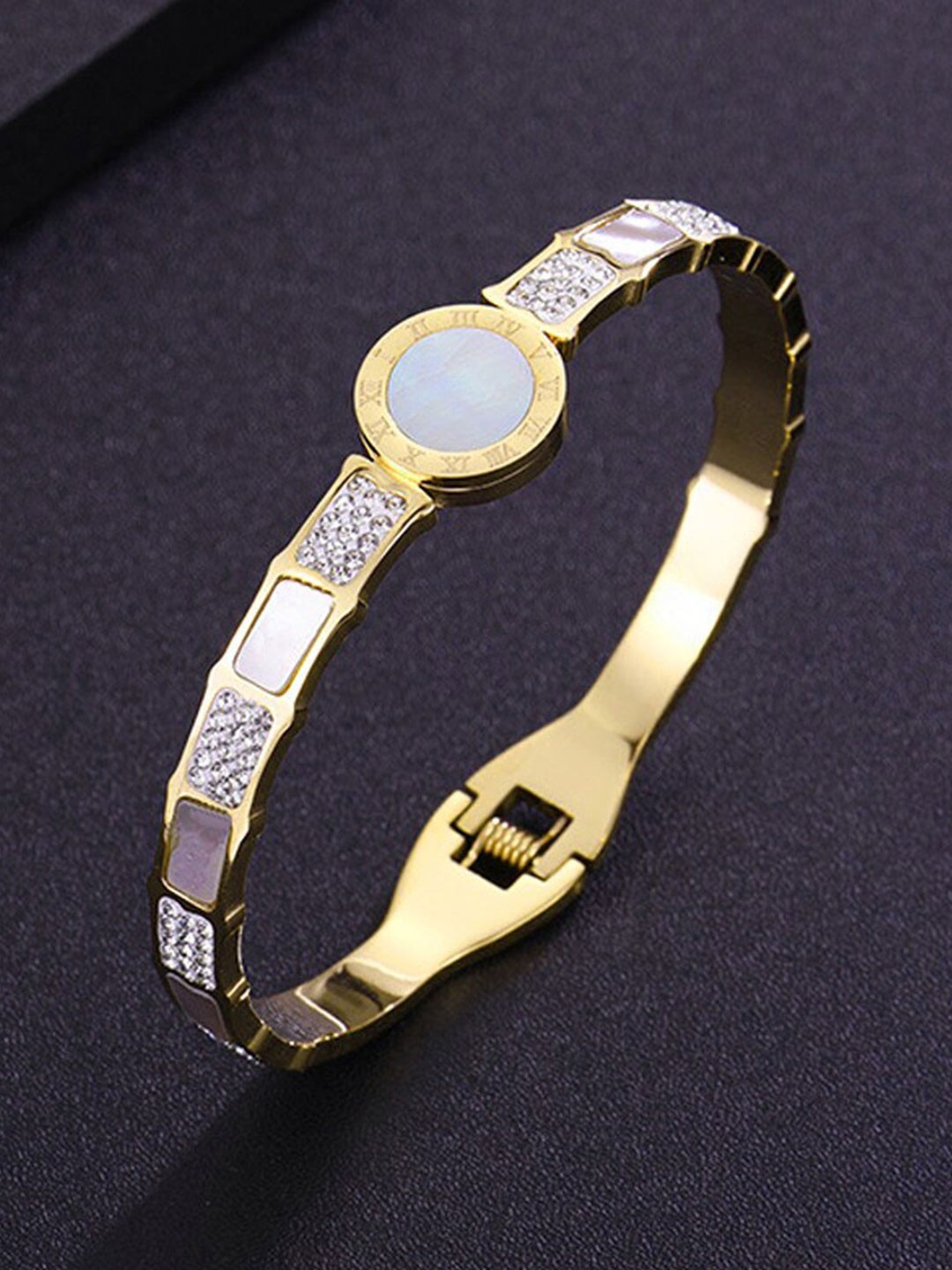 

Jewels Galaxy Gold-Plated Stainless Steel Bangle-Style Bracelet