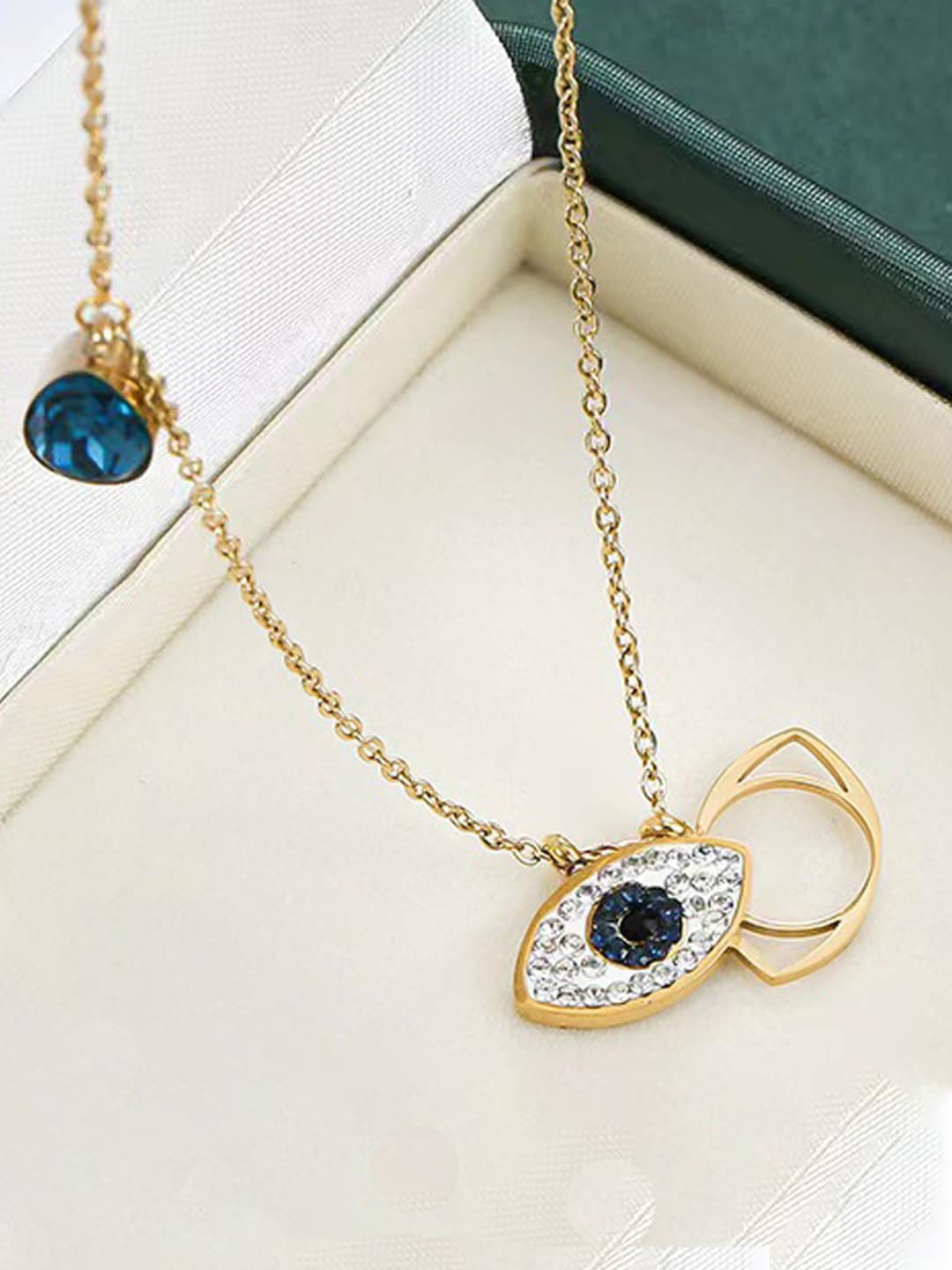 

Jewels Galaxy Gold Plated AD Studded Evil Eye Pendant