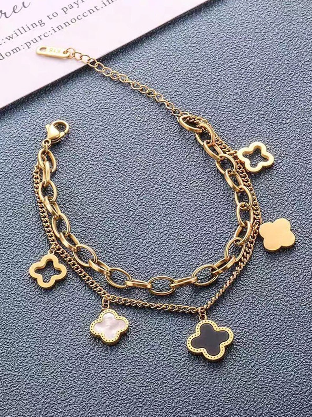 

Jewels Galaxy Set Of 3 Stainless Steel Link Bracelet, Gold