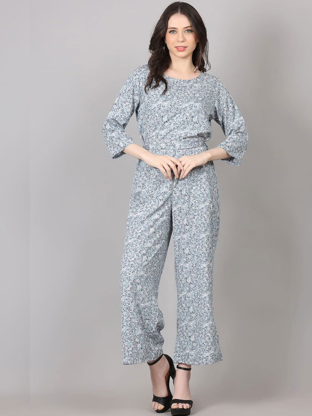 

pinfit Floral Printed Basic Jumpsuit, Grey