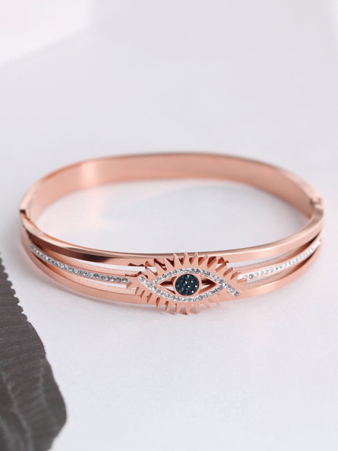 

Designs & You Rose Gold-Plated American Diamond Studded Bangle-Style Bracelet