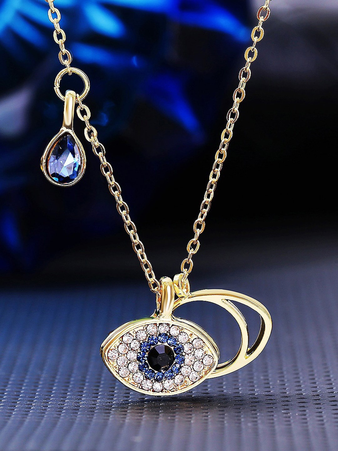 

Designs & You Gold Plated Stainless Steel AD-studded Evil Eye Pendant