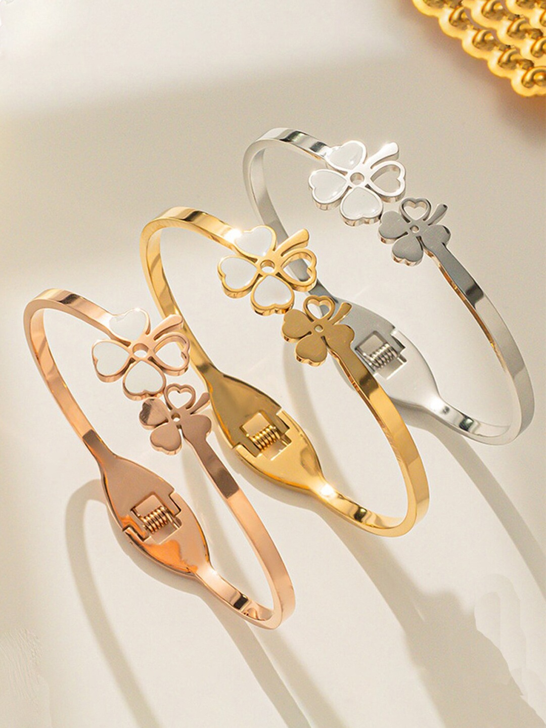 

Designs & You Women Set Of 3 Cuff Bracelet, Gold