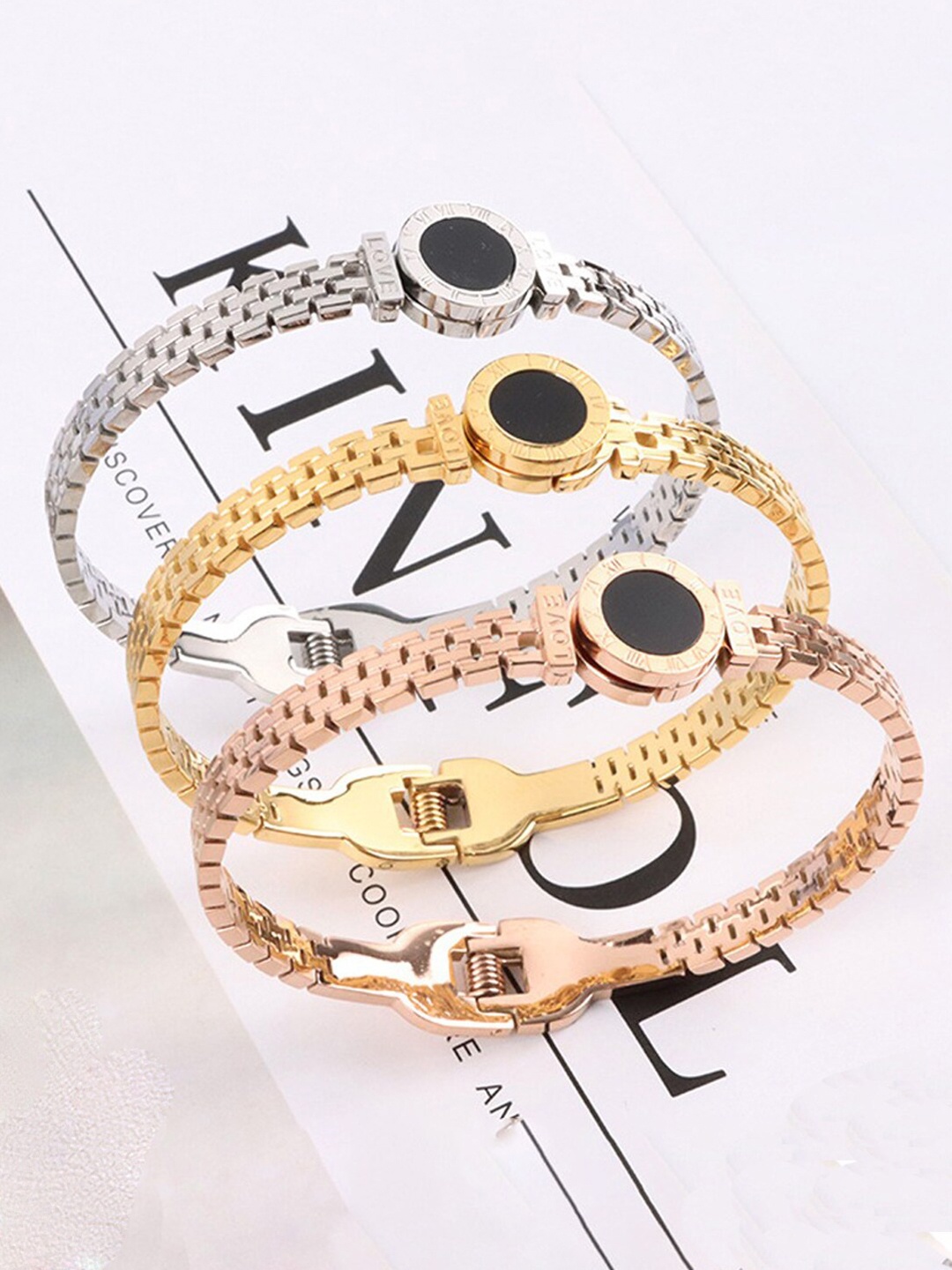 

Designs & You Set Of 3 Stainless Steel Bangle-Style Bracelet, Silver
