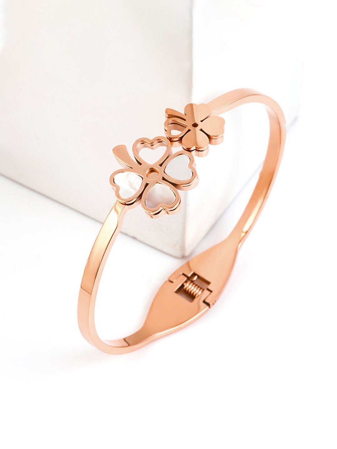 

Designs & You Mother of Pearl Rose Gold-Plated Bangle-Style Bracelet
