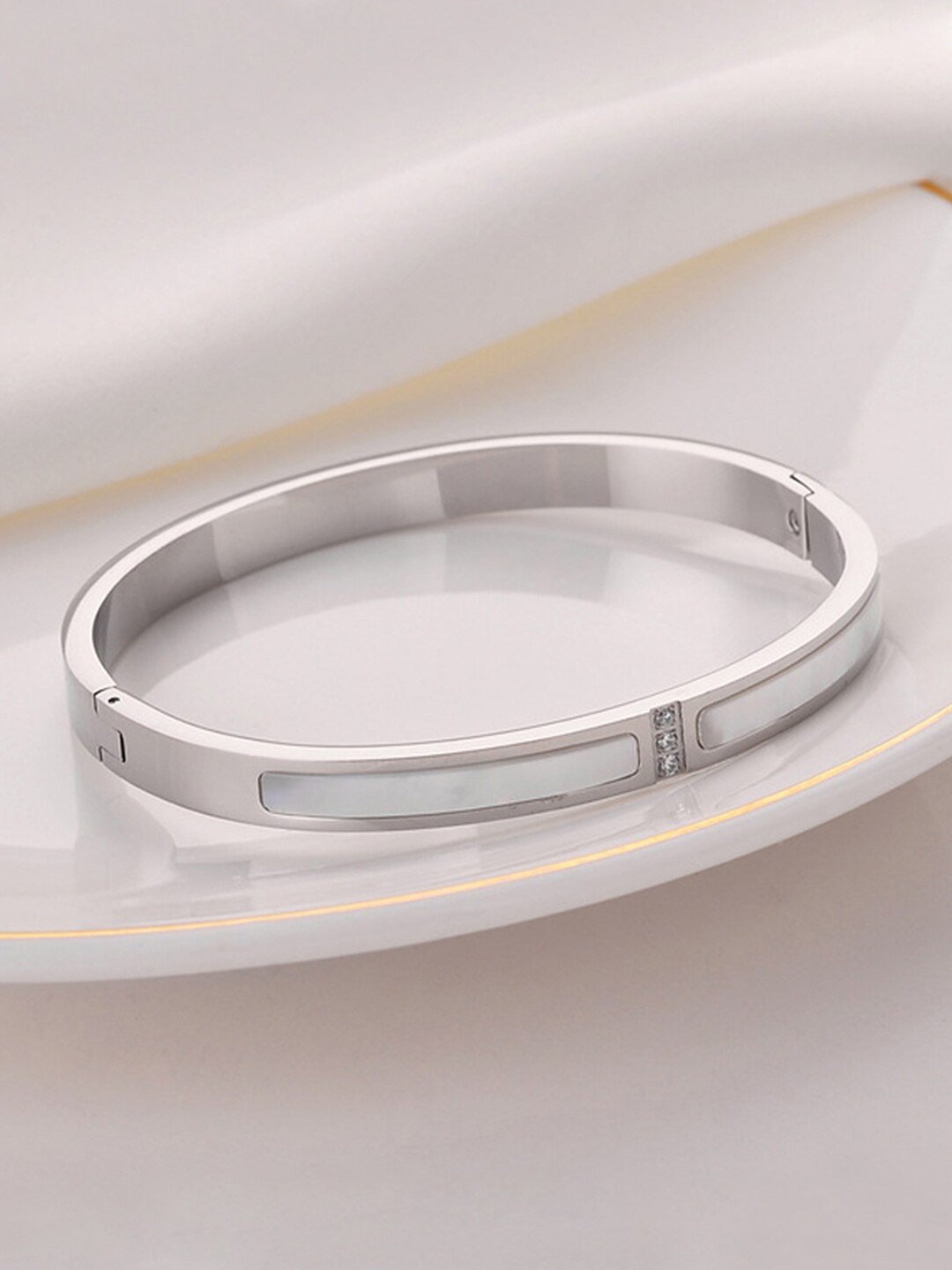 

Designs & You Silver-Plated Stainless Steel Bangle-Style Bracelet