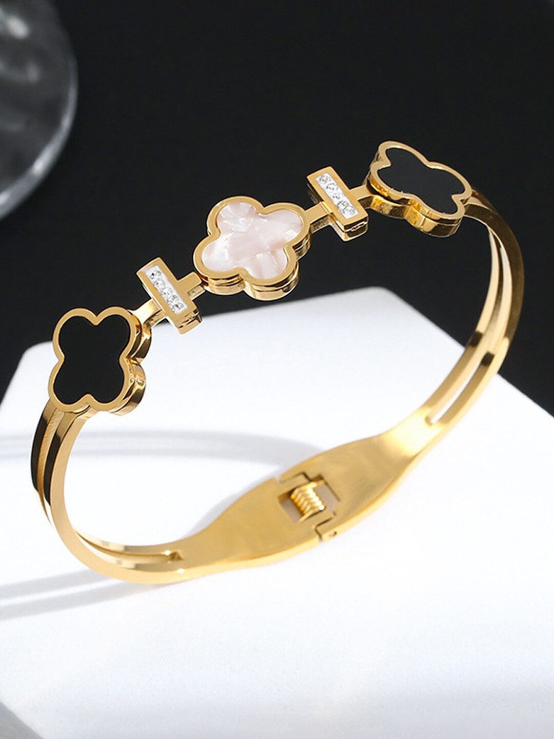 

Designs & You Stainless Steel Gold-Plated Bangle-Style Bracelet