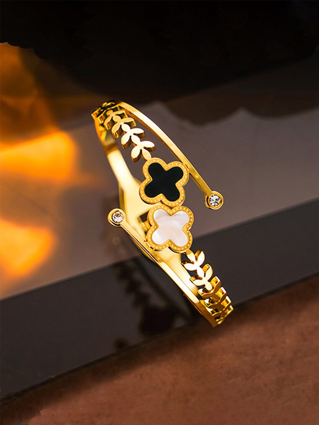 

Designs & You Stainless Steel Gold-Plated Bangle-Style Bracelet