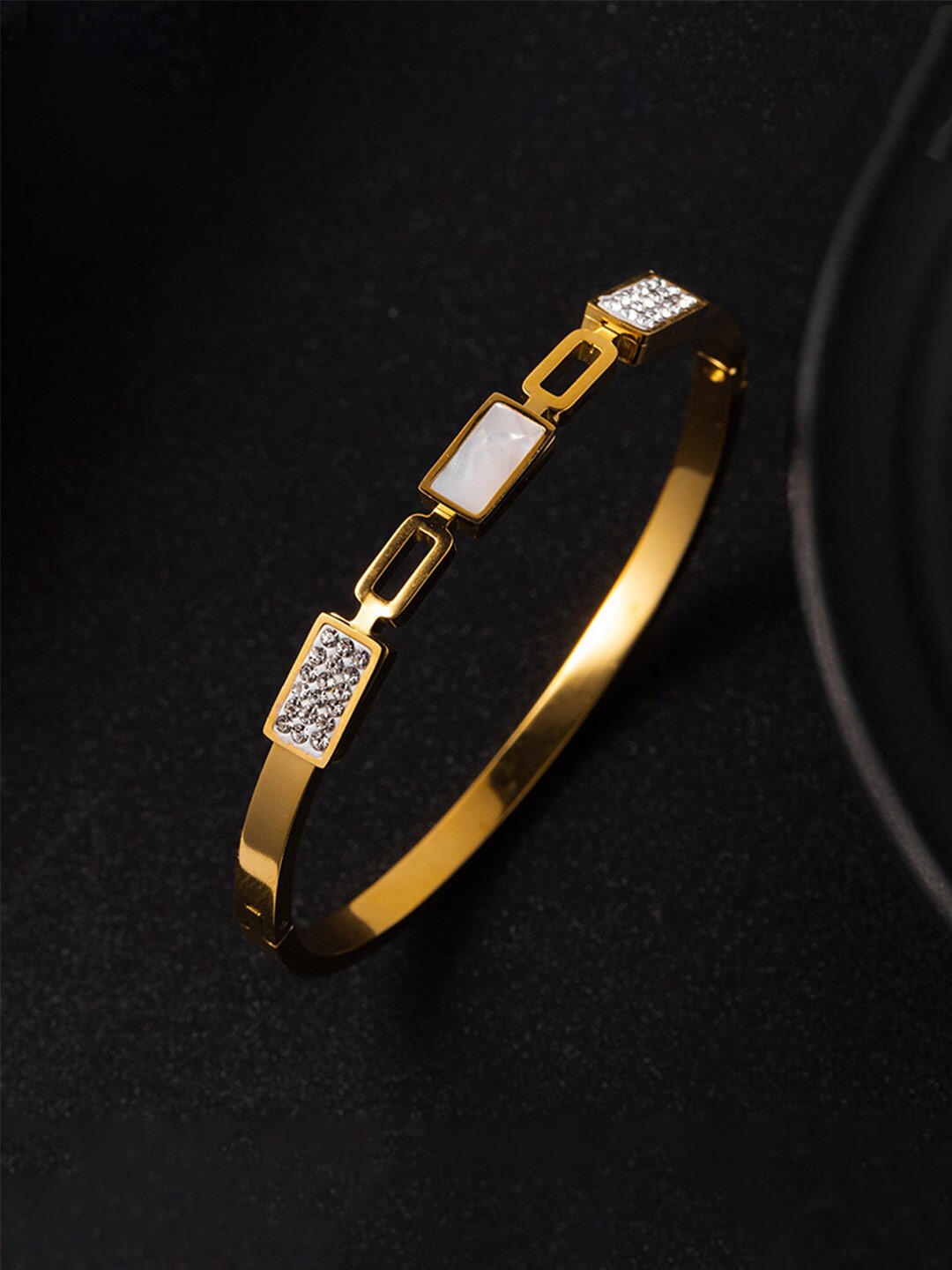 

Designs & You Mother of Pearl Gold-Plated Bangle-Style Bracelet