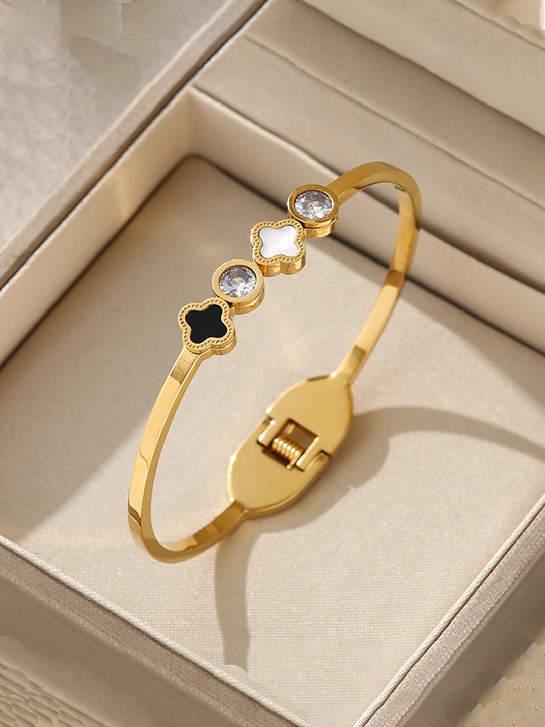 

Designs & You Mother of Pearl Gold Plated Bangle-Style Bracelet