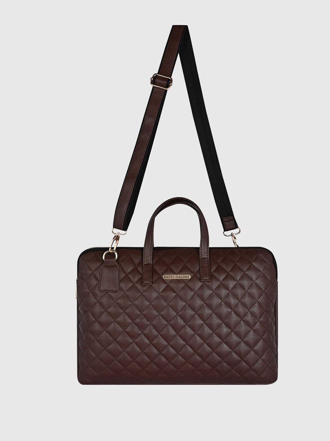 

Bagsy Malone Unisex Brown Checked PU Laptop Bag