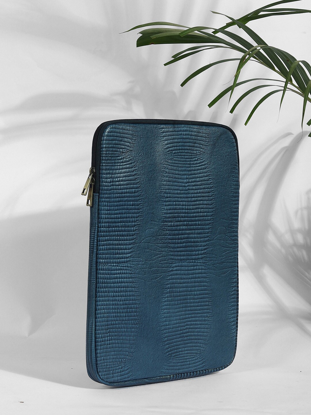 

Bagsy Malone Unisex Textured Leather Laptop Sleeve-Up to 15 inch, Navy blue