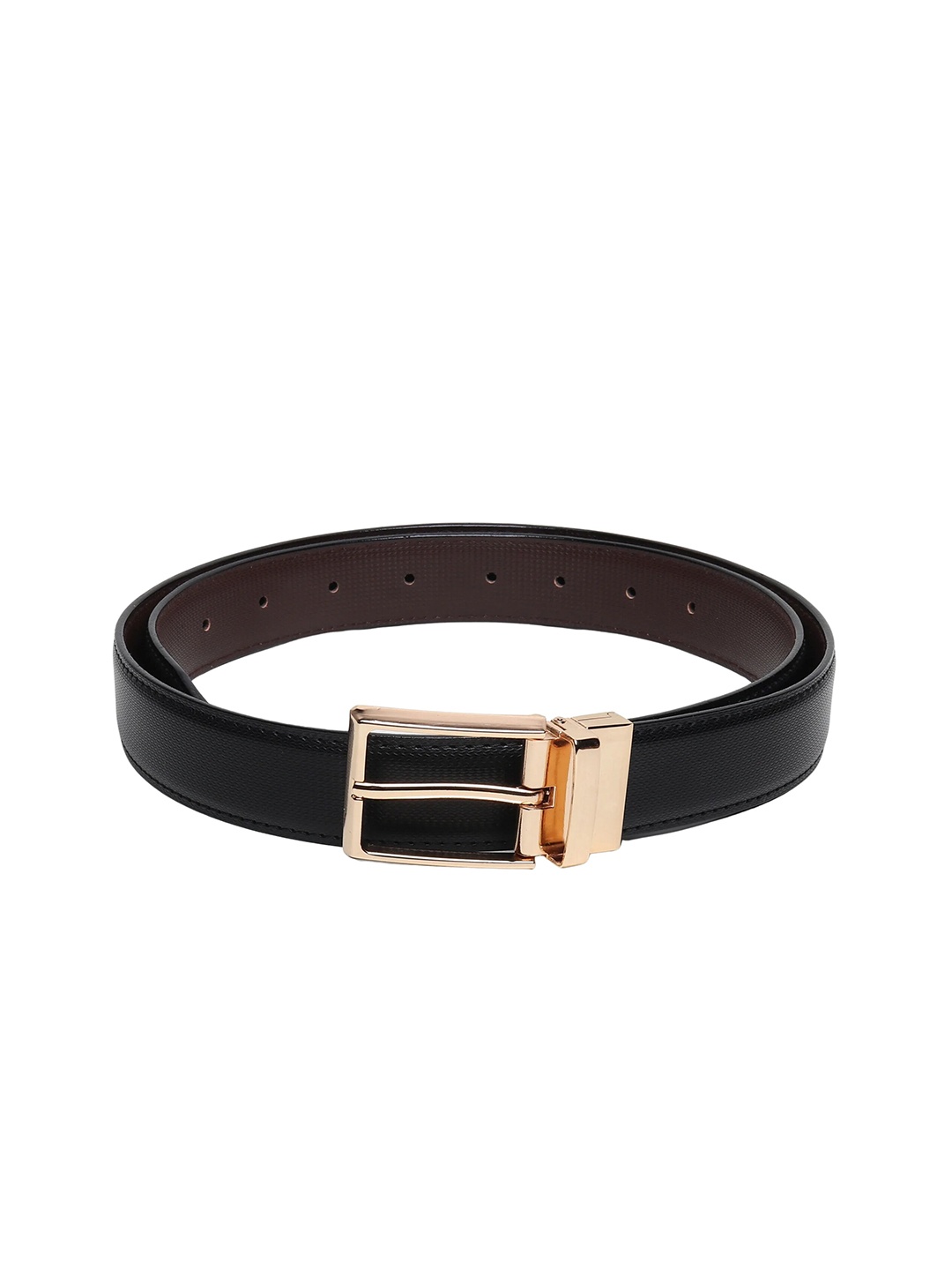 

Zacharias Men Leather Textured Reversible Belt, Black