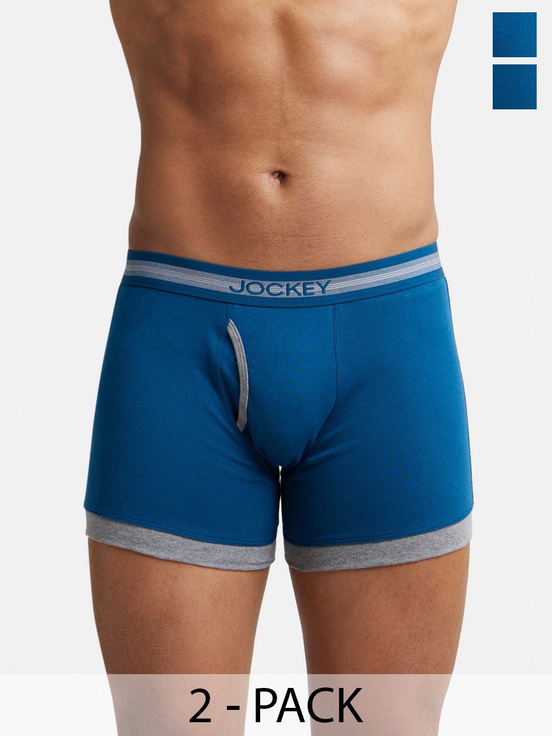 

Pack Of 2 Super Combed Cotton Rib Solid Boxer Brief with StayFresh Treatment-1017, Blue
