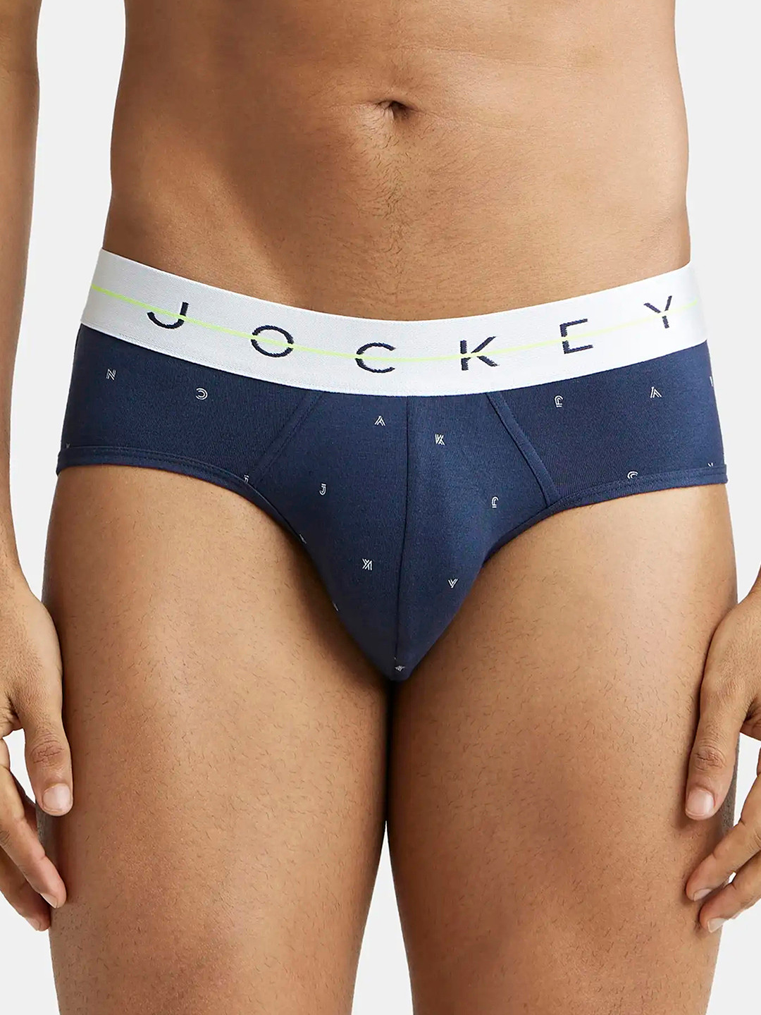 

Jockey Super Combed Cotton Stretch Printed Brief with Ultrasoft Waistband-NY01-0101, Navy blue