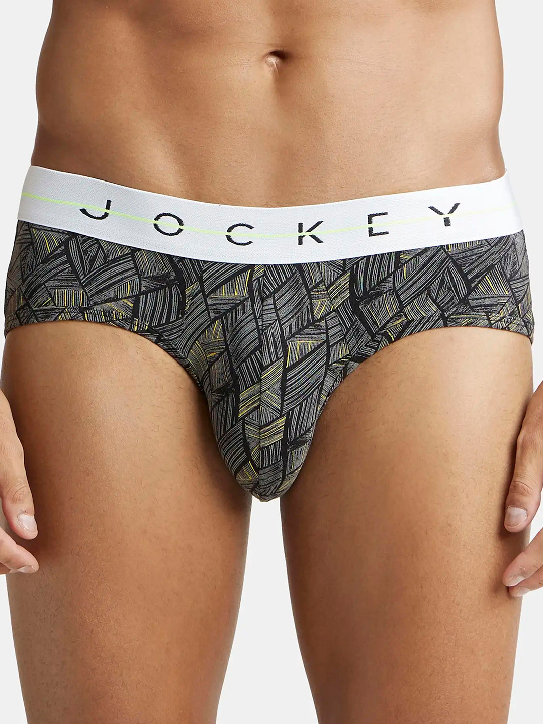 

Jockey Super Combed Cotton Stretch Printed Brief with Ultrasoft Waistband-NY01, Black