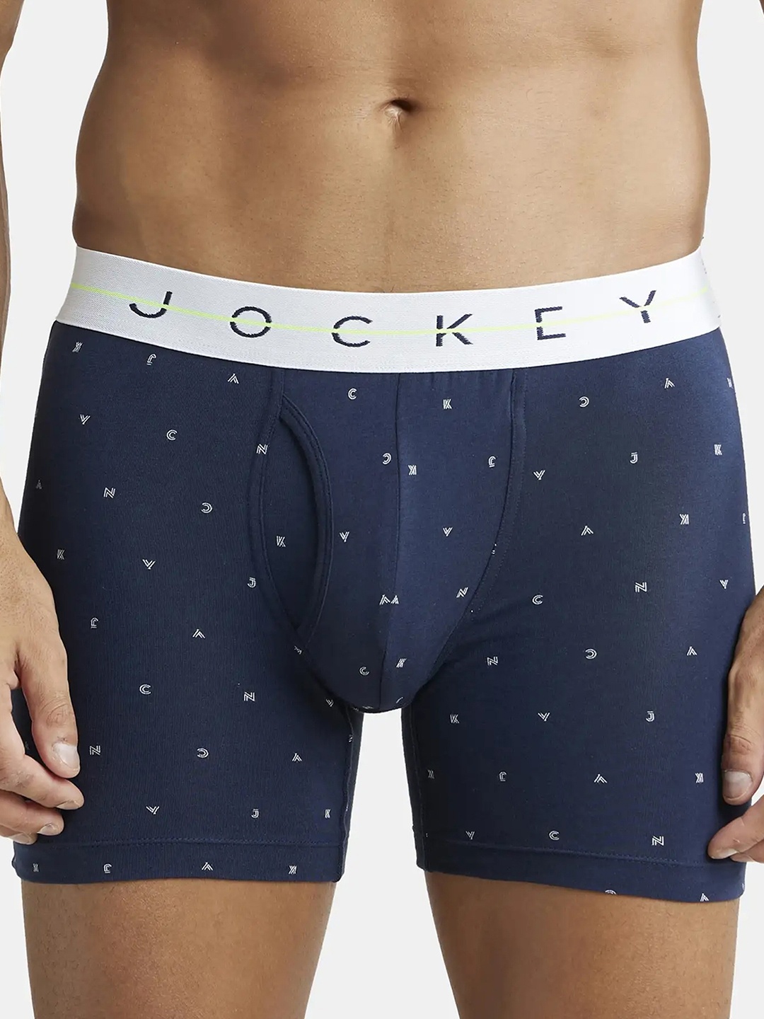 

Super Combed Cotton Elastane Printed Boxer Brief with Ultrasoft Waistband-NY03, Navy blue