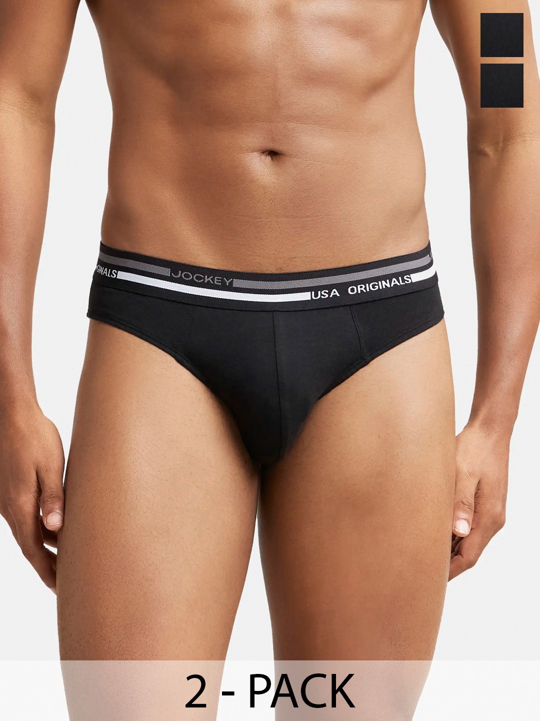 

Jockey Pack Of 2 Super Combed Cotton Solid Brief with Ultrasoft Waistband-US49, Black