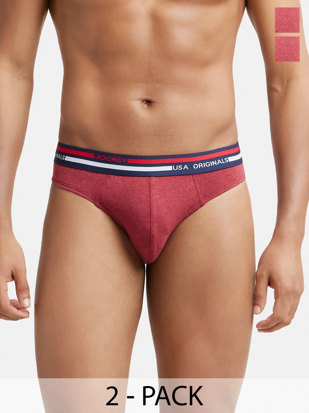 

Jockey Pack Of 2 Super Combed Cotton Solid Brief with Ultrasoft Waistband-US49, Red