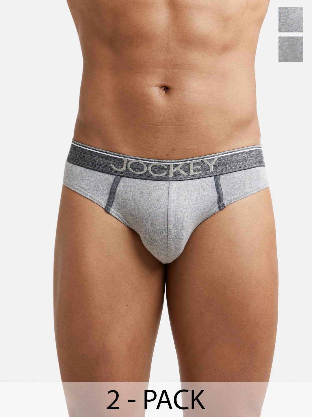 

Pack Of 2 Super Combed Cotton Rib Solid Brief with Ultrasoft Waistband-8044, Grey