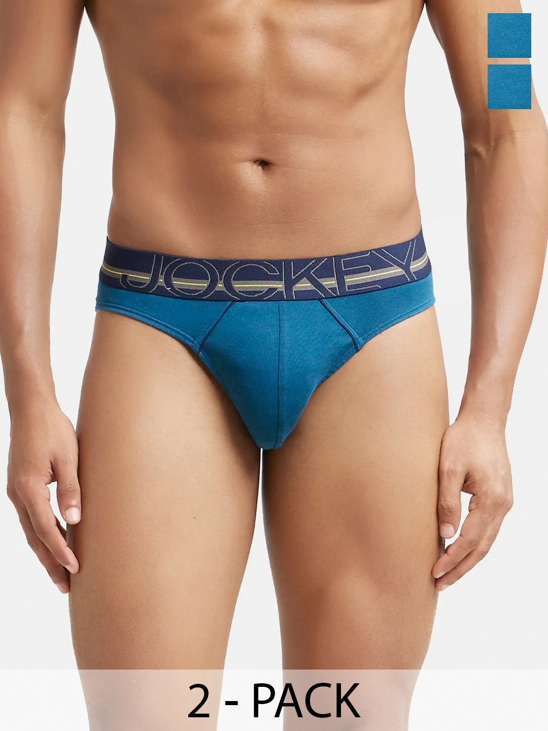 

Pack Of 2 Super Combed Cotton Rib Solid Brief with Ultrasoft Waistband-US17, Teal