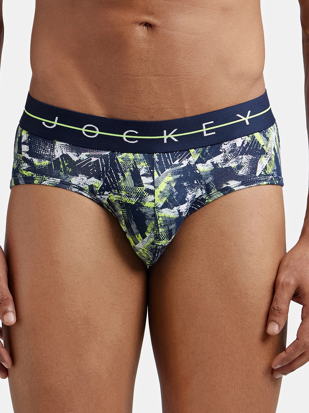 Jockey Super Combed Cotton Stretch Printed Brief with Ultrasoft Waistband-NY01, Navy blue