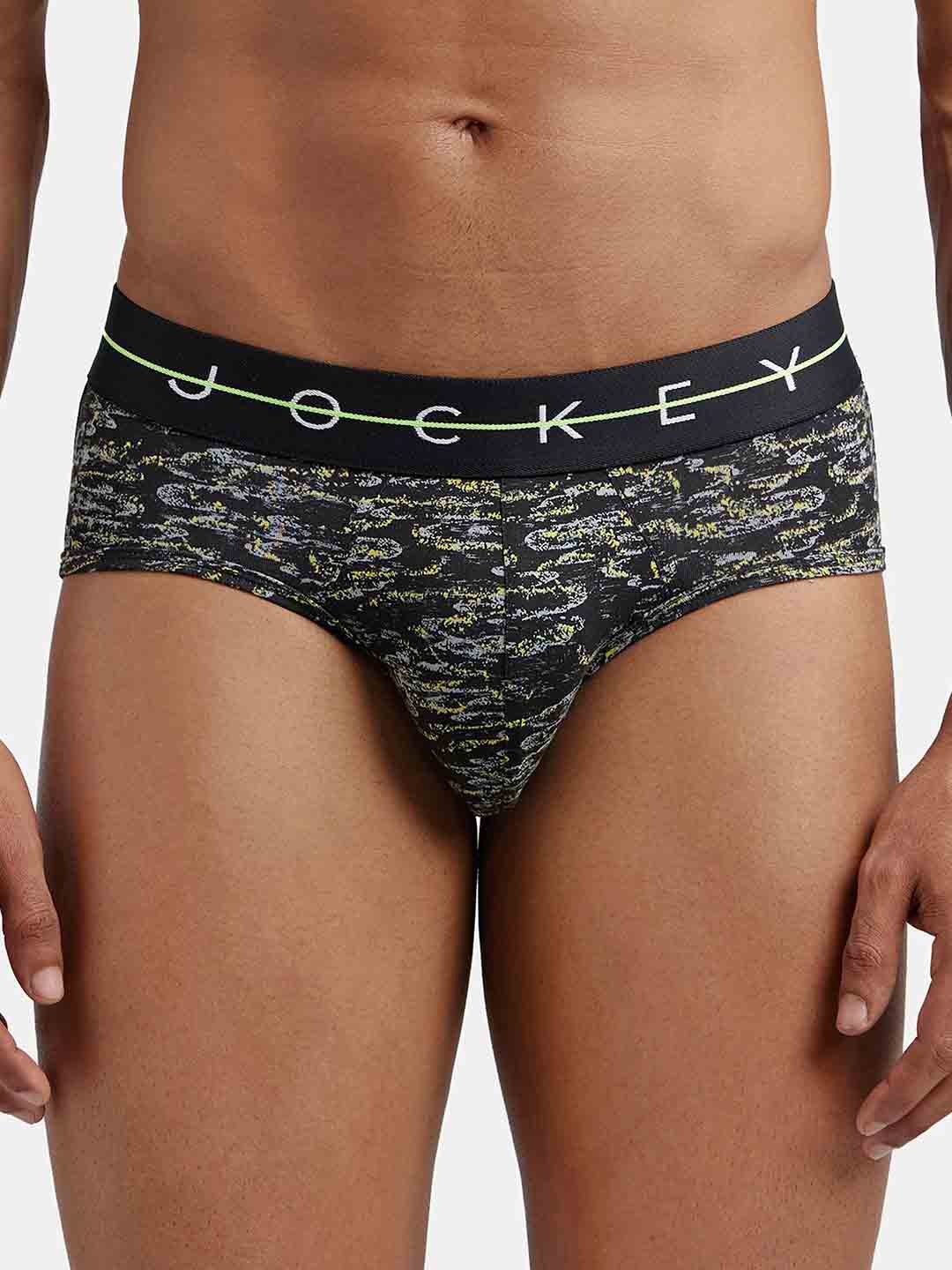 

Jockey Super Combed Cotton Stretch Printed Brief with Ultrasoft Waistband-NY01, Black