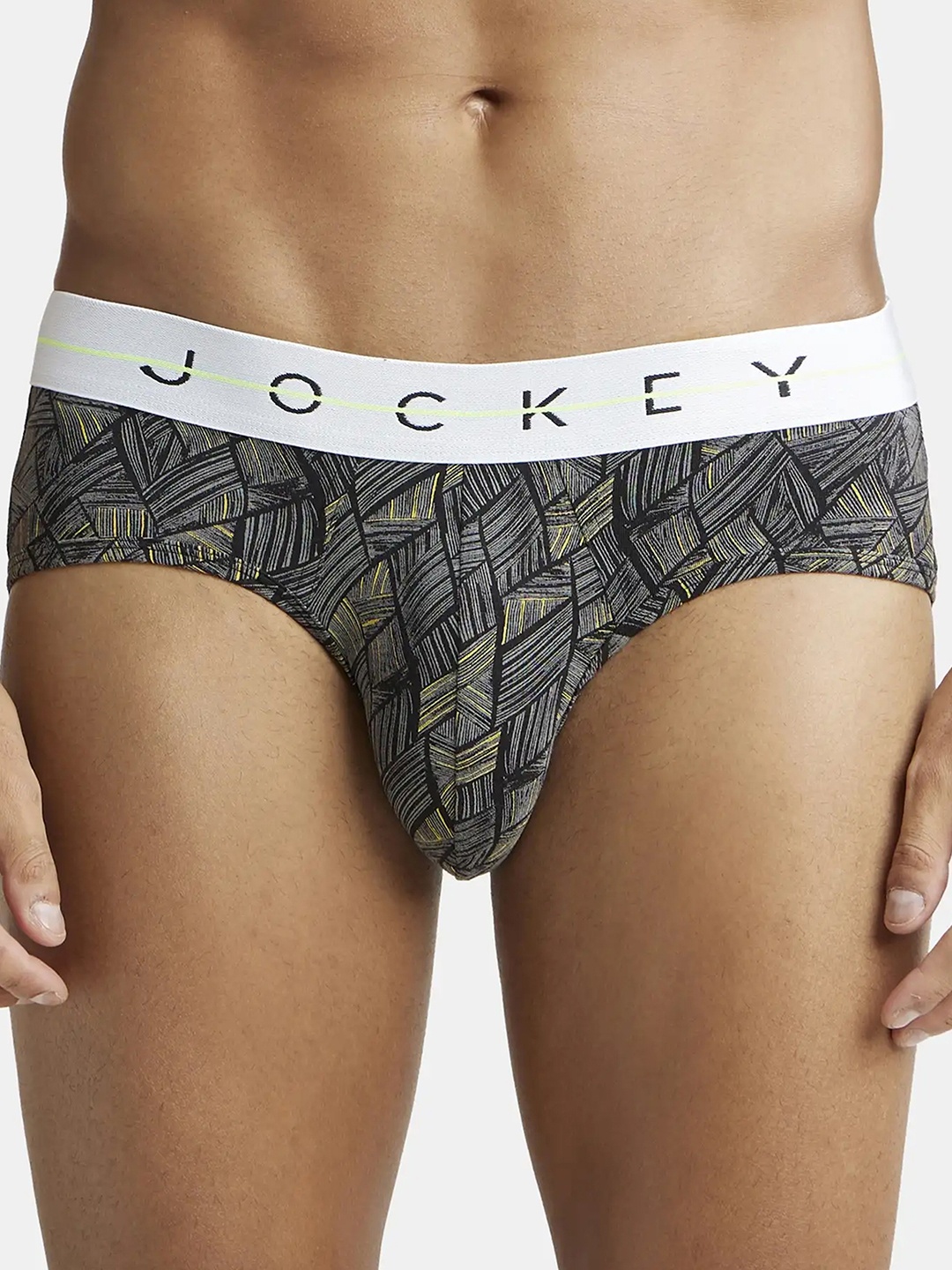 

Jockey Super Combed Cotton Stretch Printed Brief with Ultrasoft Waistband-NY01, Black