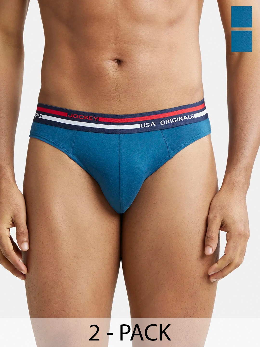 

Jockey Pack Of 2 Super Combed Cotton Solid Brief with Ultrasoft Waistband-US49, Teal