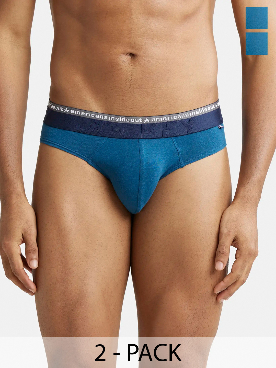 

Pack Of 2 Super Combed Cotton Stretch Solid Brief with Ultrasoft Waistband-US59, Blue