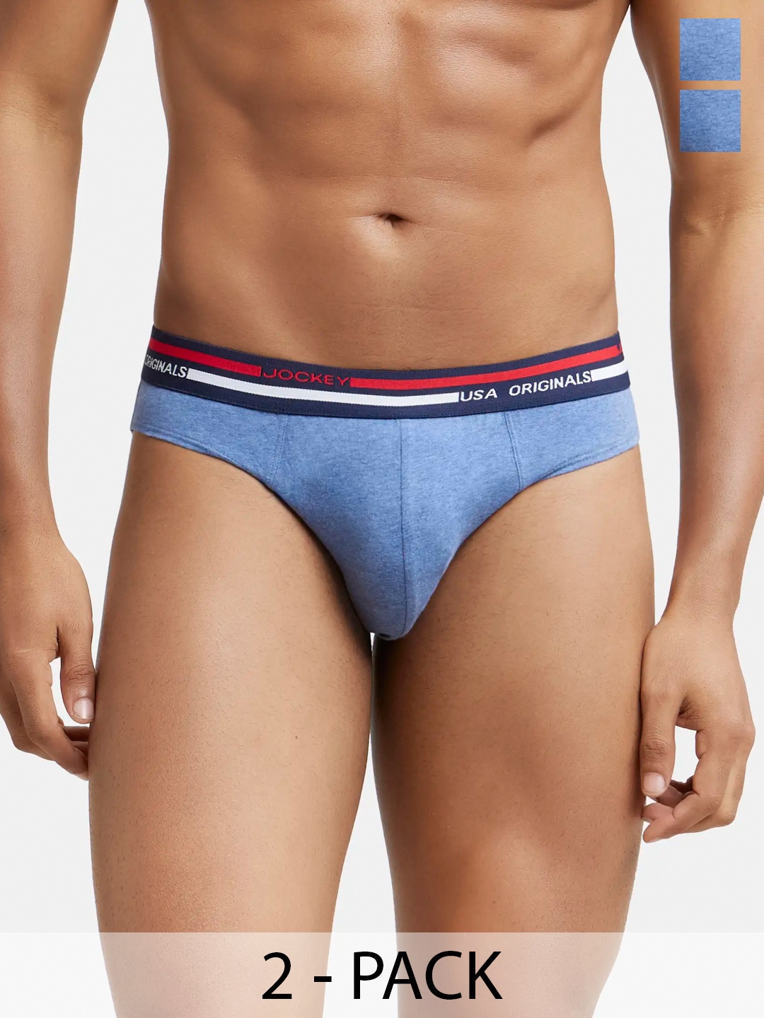 

Jockey Pack Of 2 Super Combed Cotton Solid Brief with Ultrasoft Waistband-US49, Blue