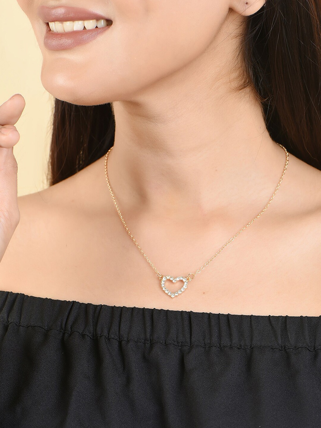 

ToniQ Gold Plated Cubic Zirconia Studded Necklace, White