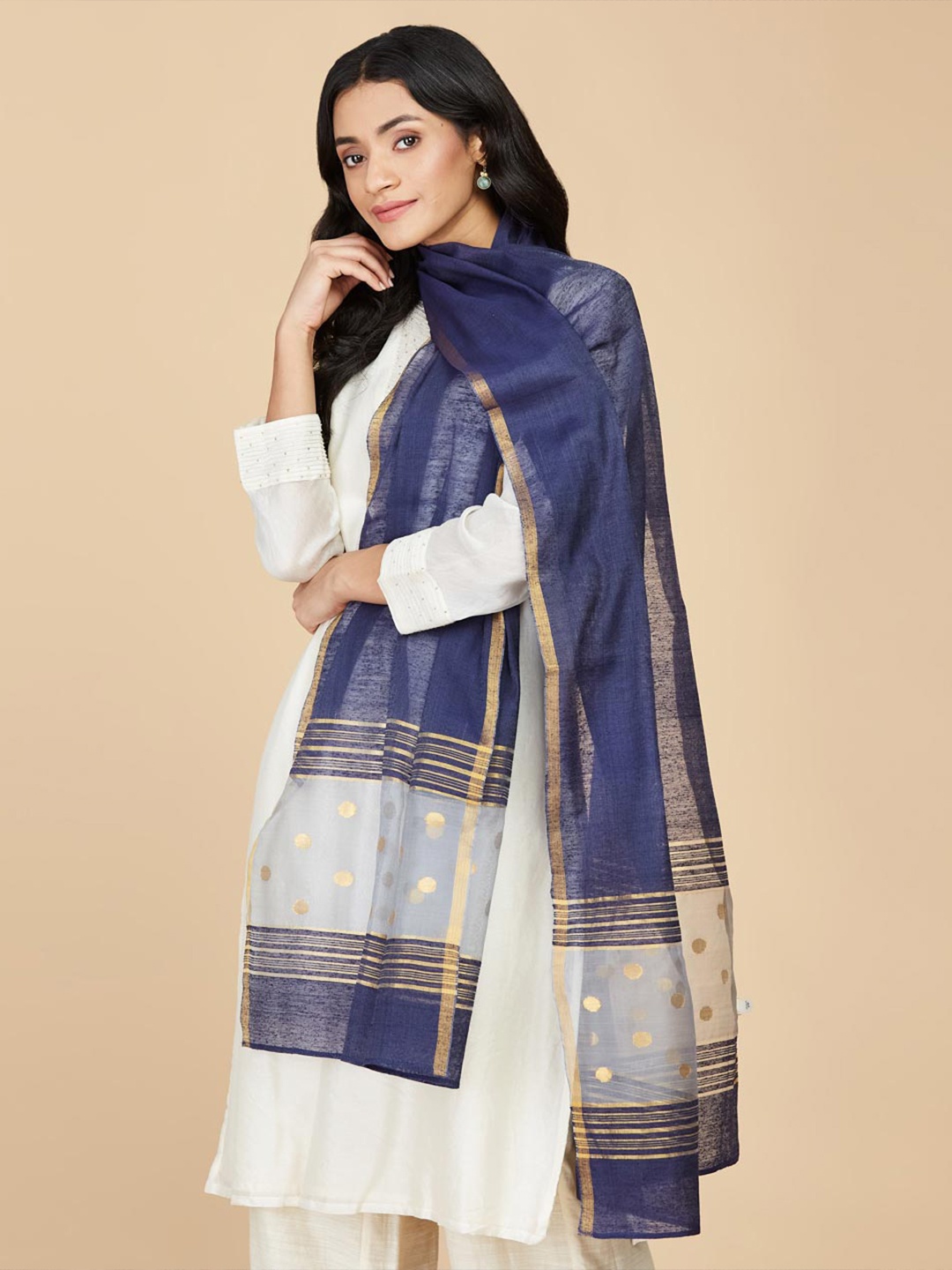 

Fabindia Women Jamdani Stole, Blue