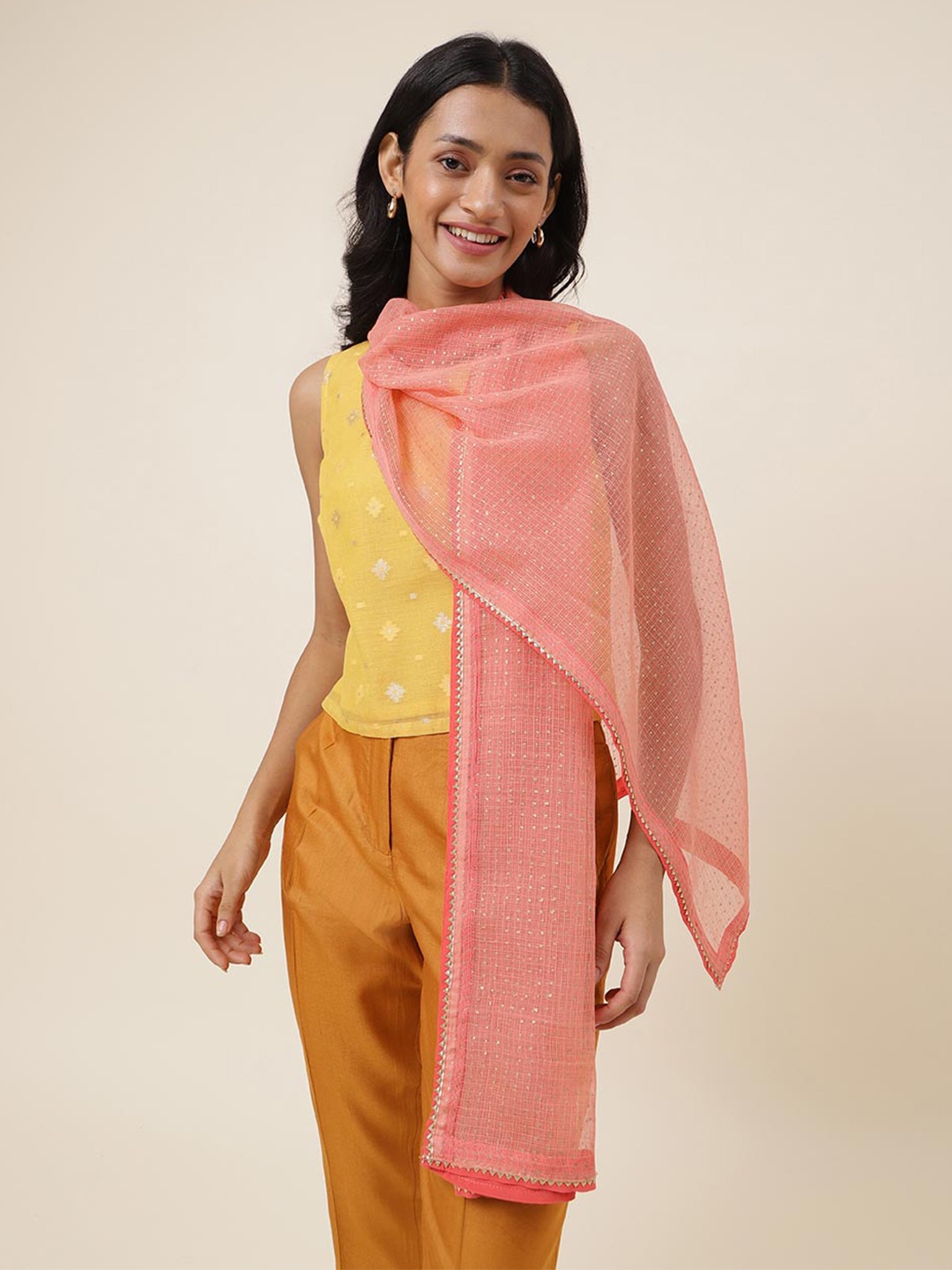 

Fabindia Abstract Printed Cotton Stole, Coral