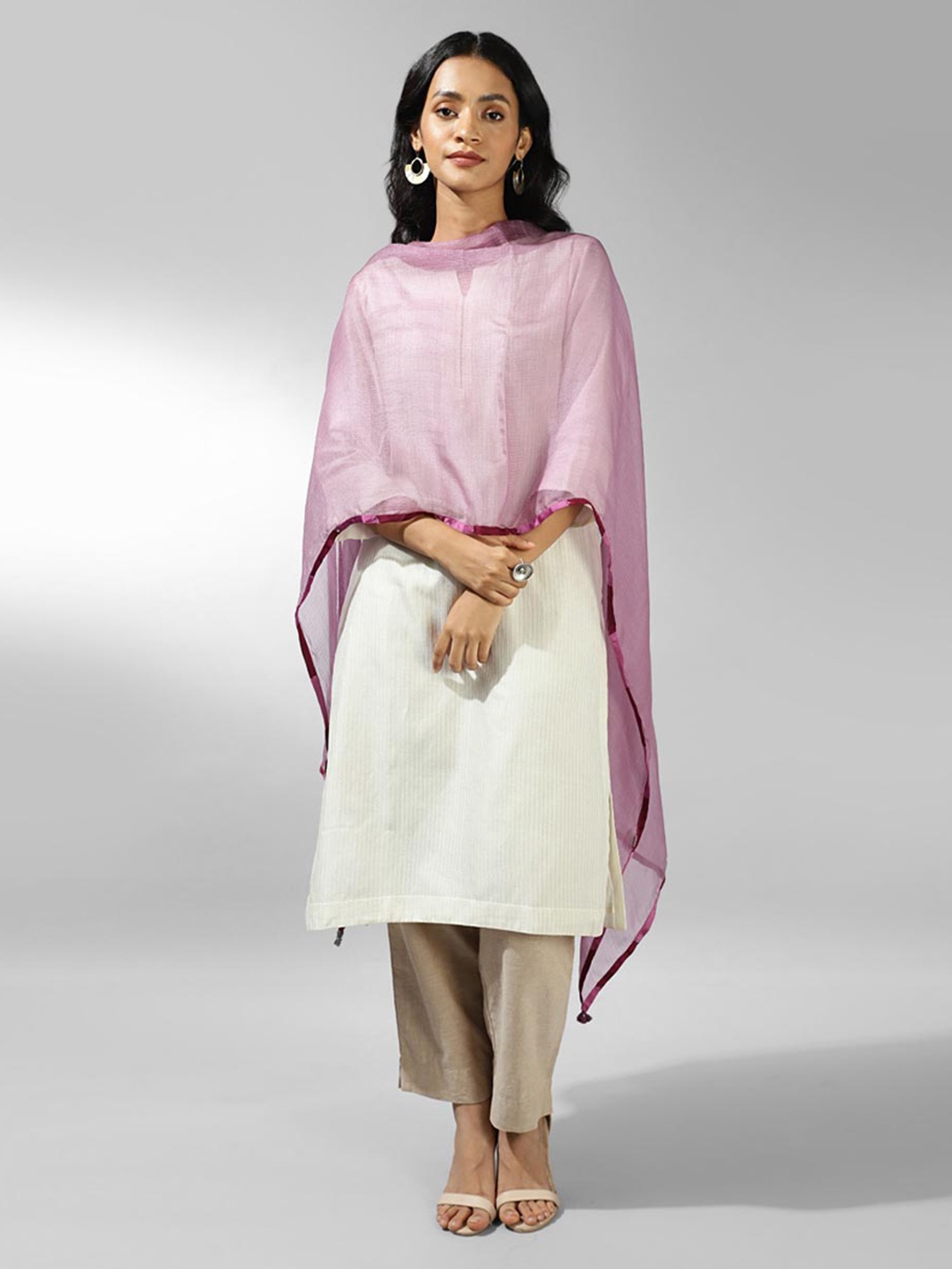 

Fabindia Woven Design Stole, Purple