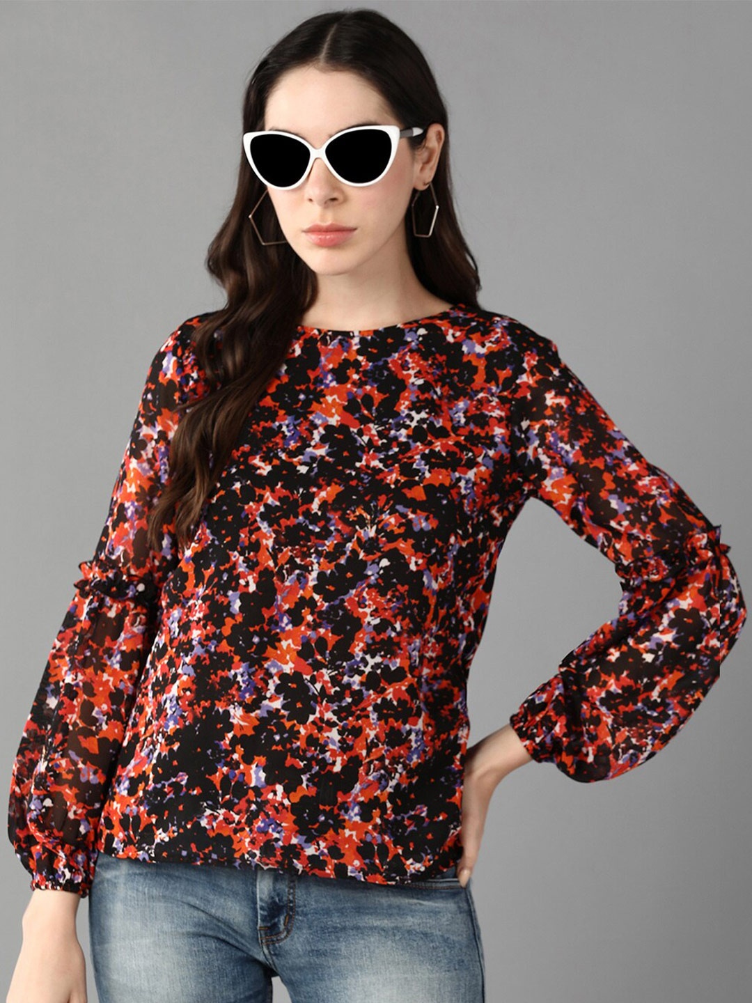 

Roadster Floral Printed Top, Black