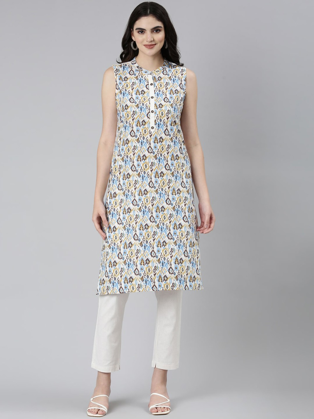 

Marcia Abstract Printed Straight Kurta, Blue