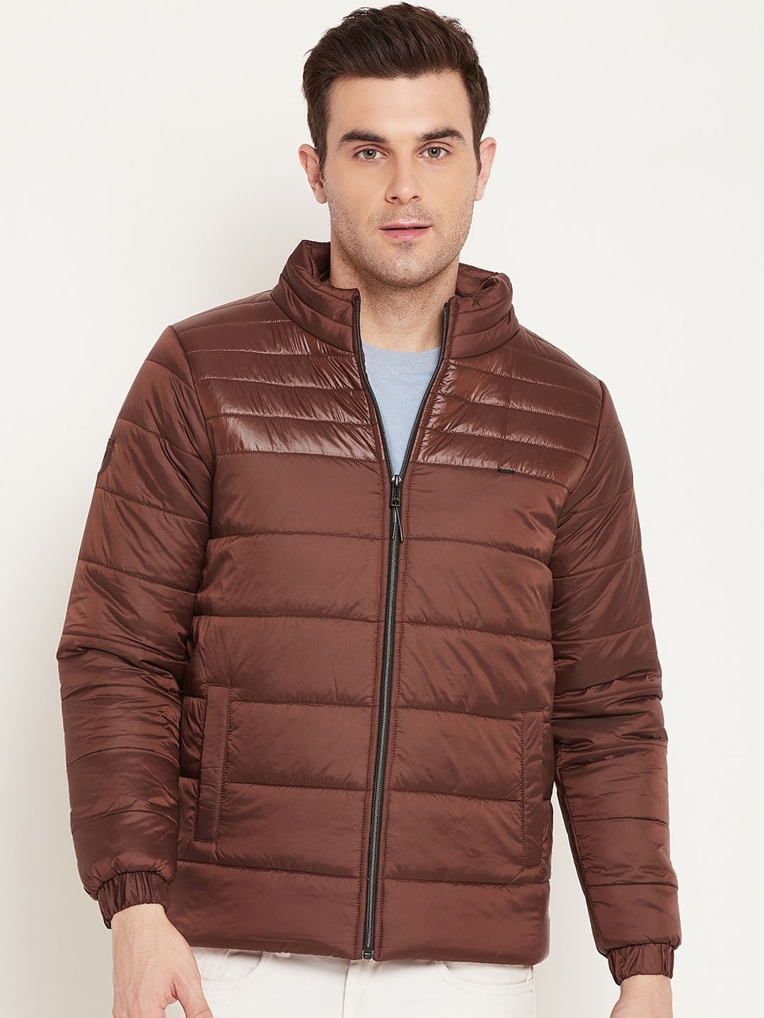 

Okane Mock Collar Lightweight Padded Jacket, Coffee brown