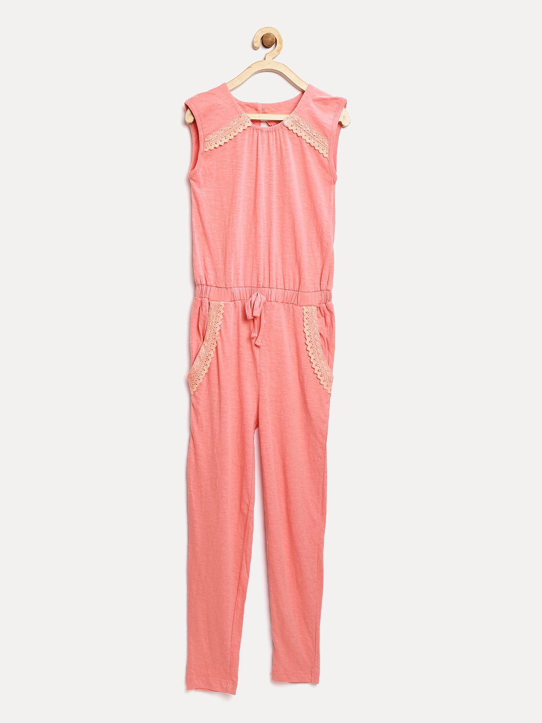 

Pepe Jeans Girls Coral Pink Solid Basic Jumpsuit