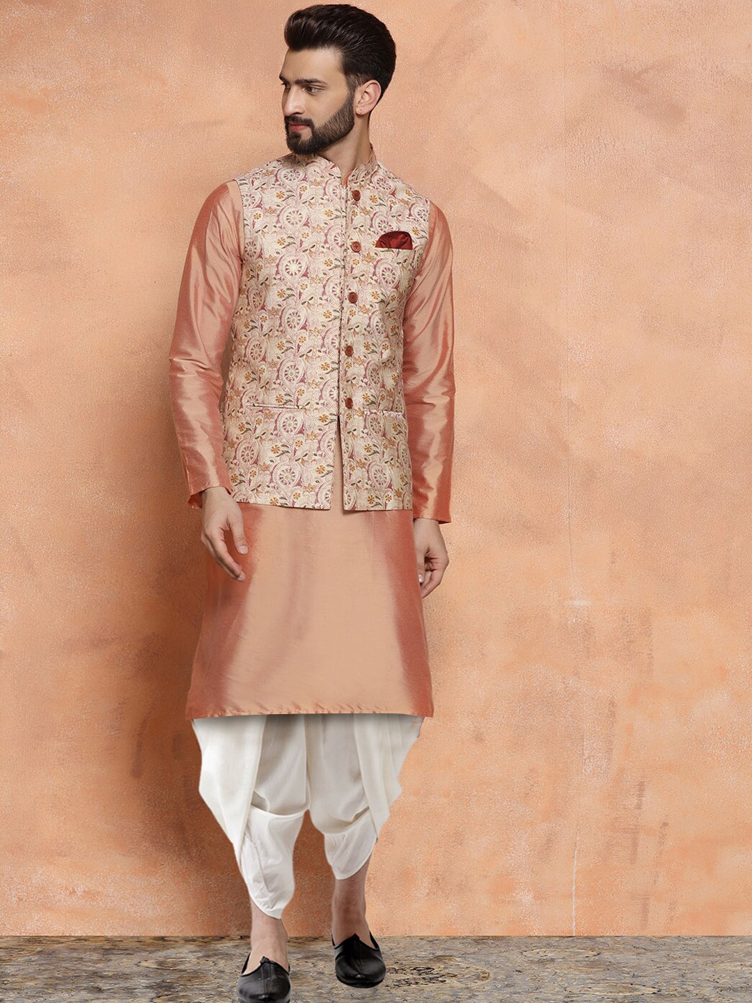 

KISAH Mandarin Collar Kurta With Dhoti Pants, White