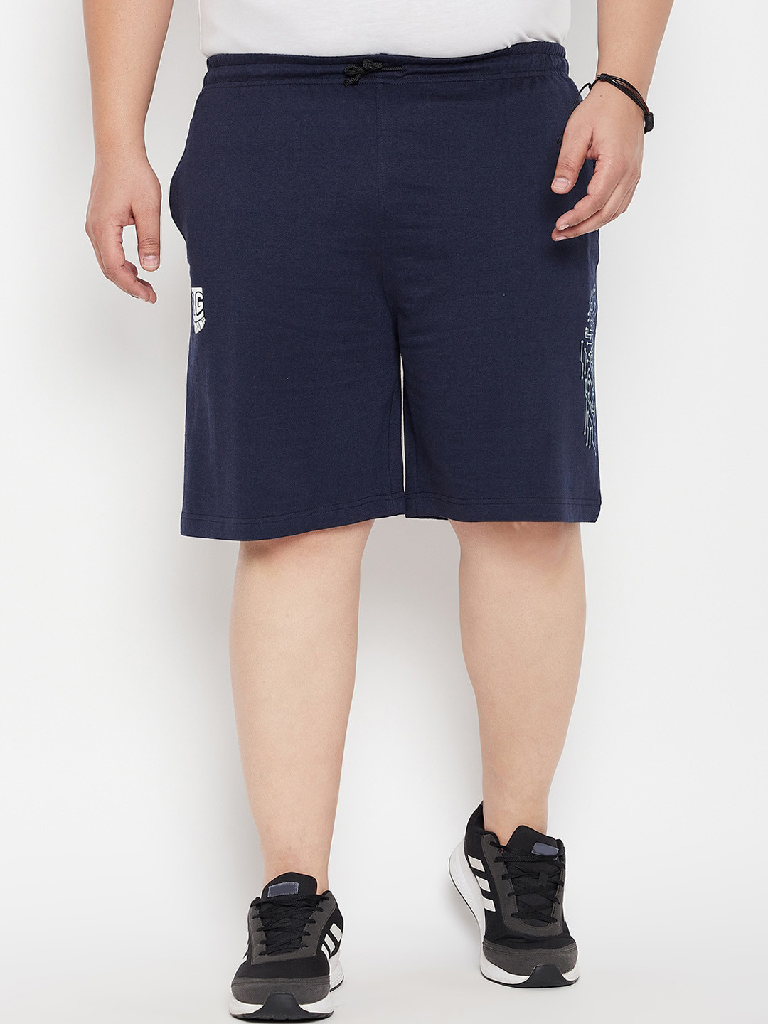 

bigbanana Men Plus Size Geometric Printed Antimicrobial Technology Shorts, Navy blue