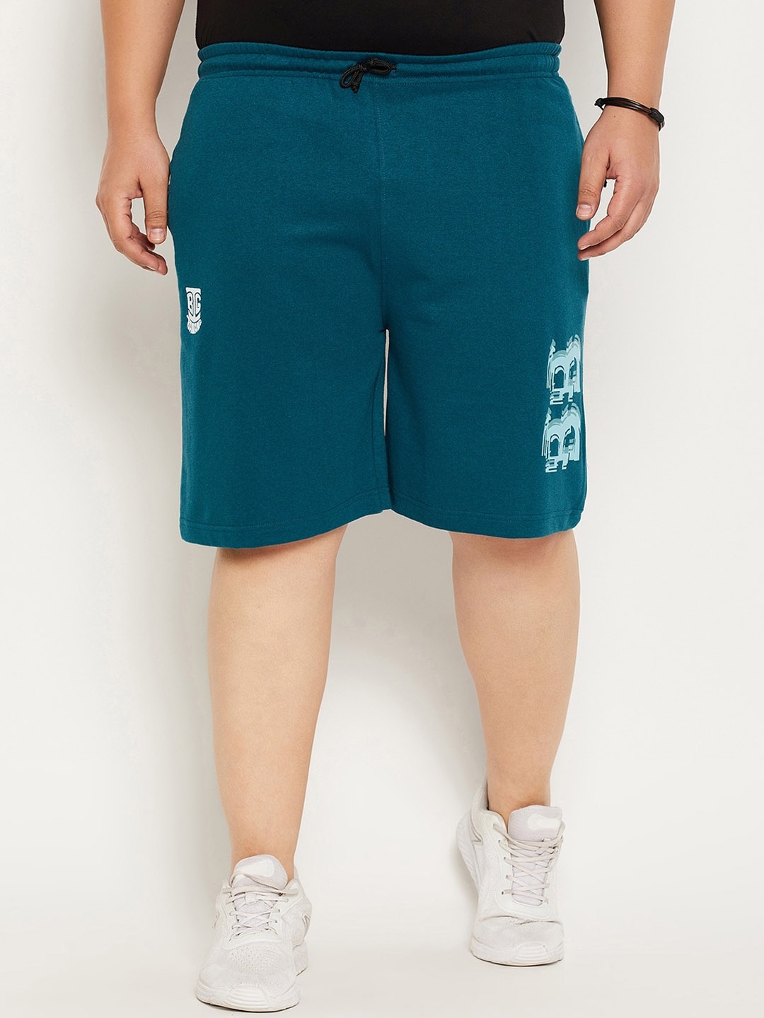 bigbanana Men Plus Size Typography Printed Antimicrobial Technology Shorts, Teal