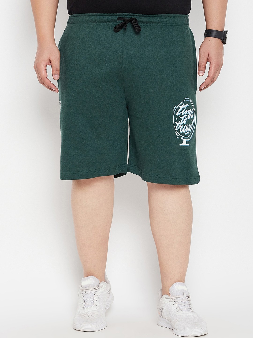 

bigbanana Men Plus Size Typography Printed Antimicrobial Technology Shorts, Green
