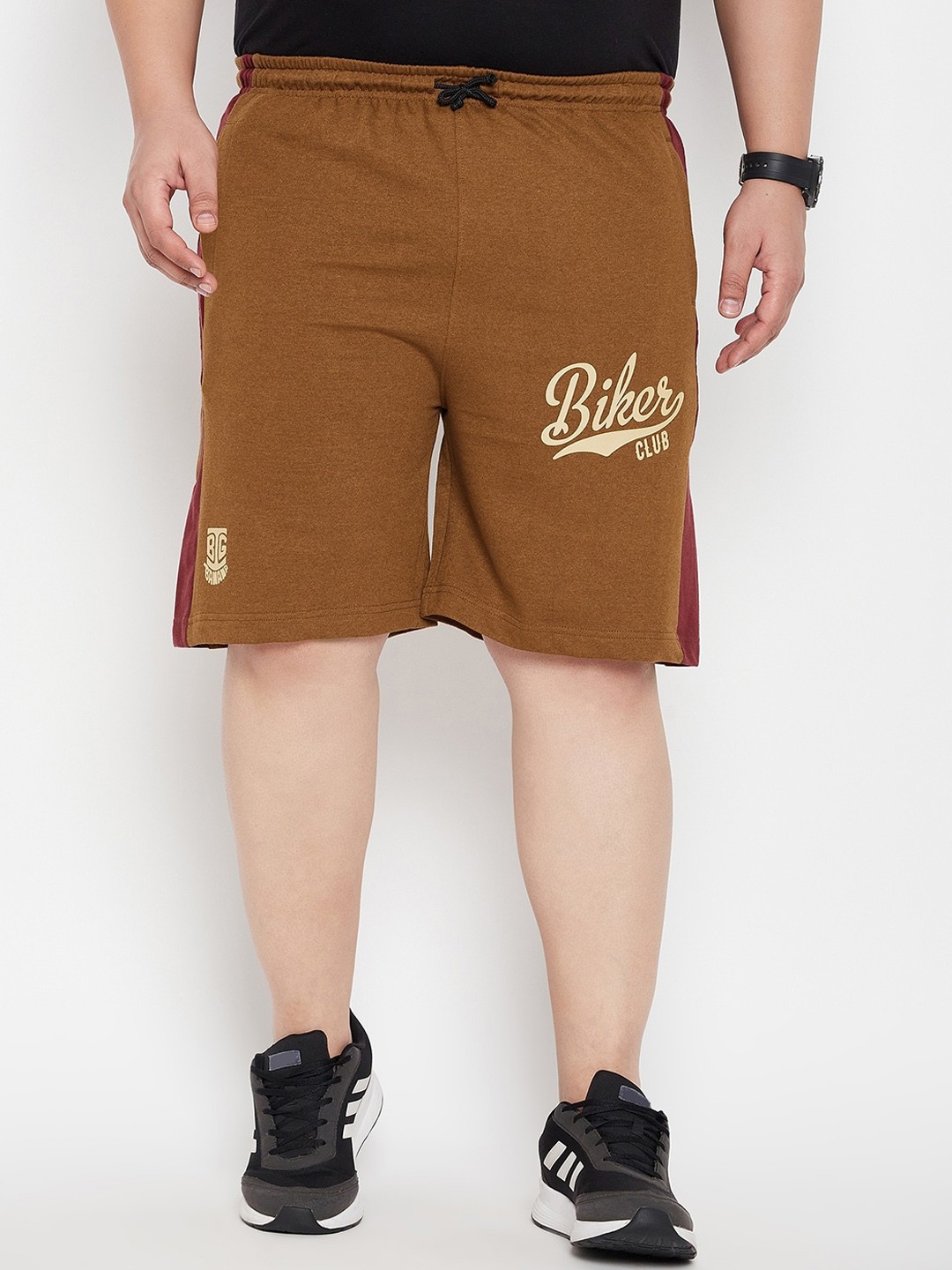

bigbanana Men Plus Size Typography Printed Antimicrobial Technology Shorts, Brown
