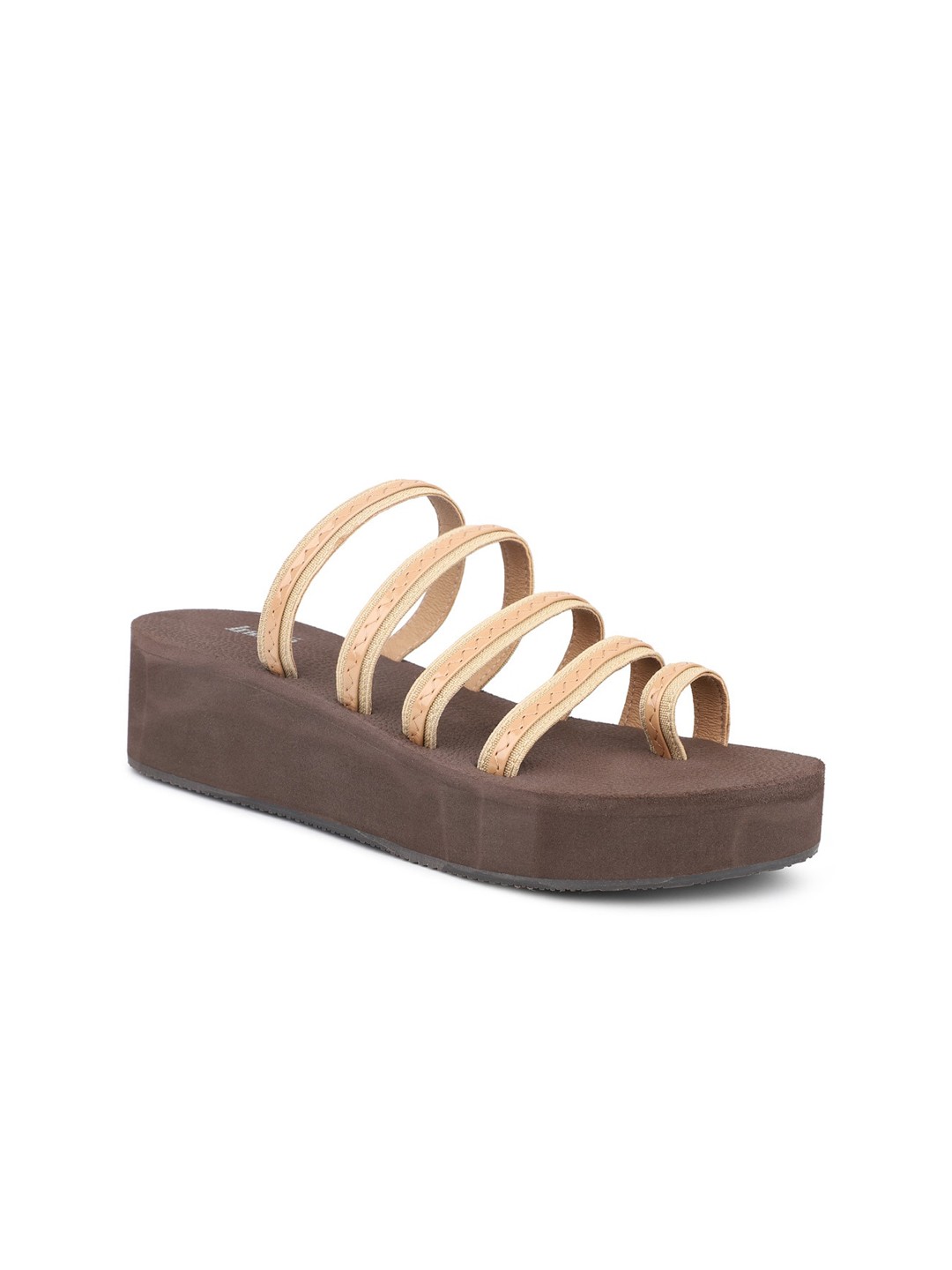 

Inc 5 Striped One Toe Wedges Heels, Beige