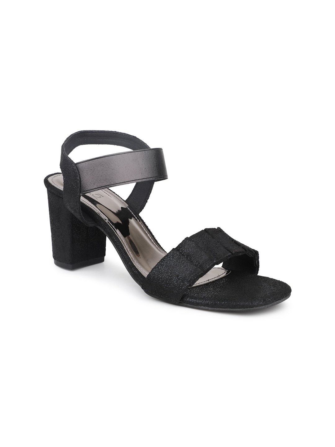 

Inc 5 Textured Open Toe Party Block Heels With Backstrap, Black