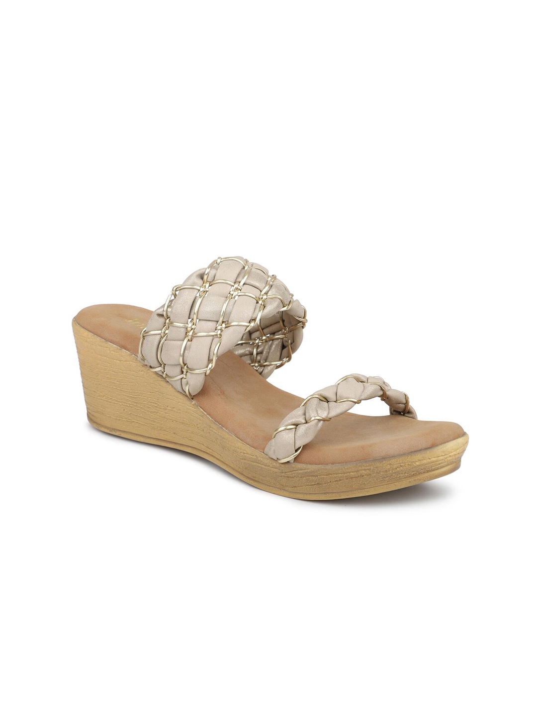 

Inc 5 Textured Open Toe Wedge Heels, Beige