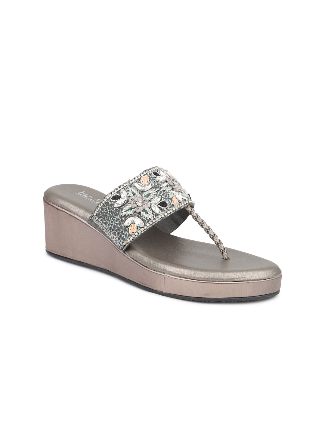 

Inc 5 Embellished Ethnic Wedge Heels, Grey