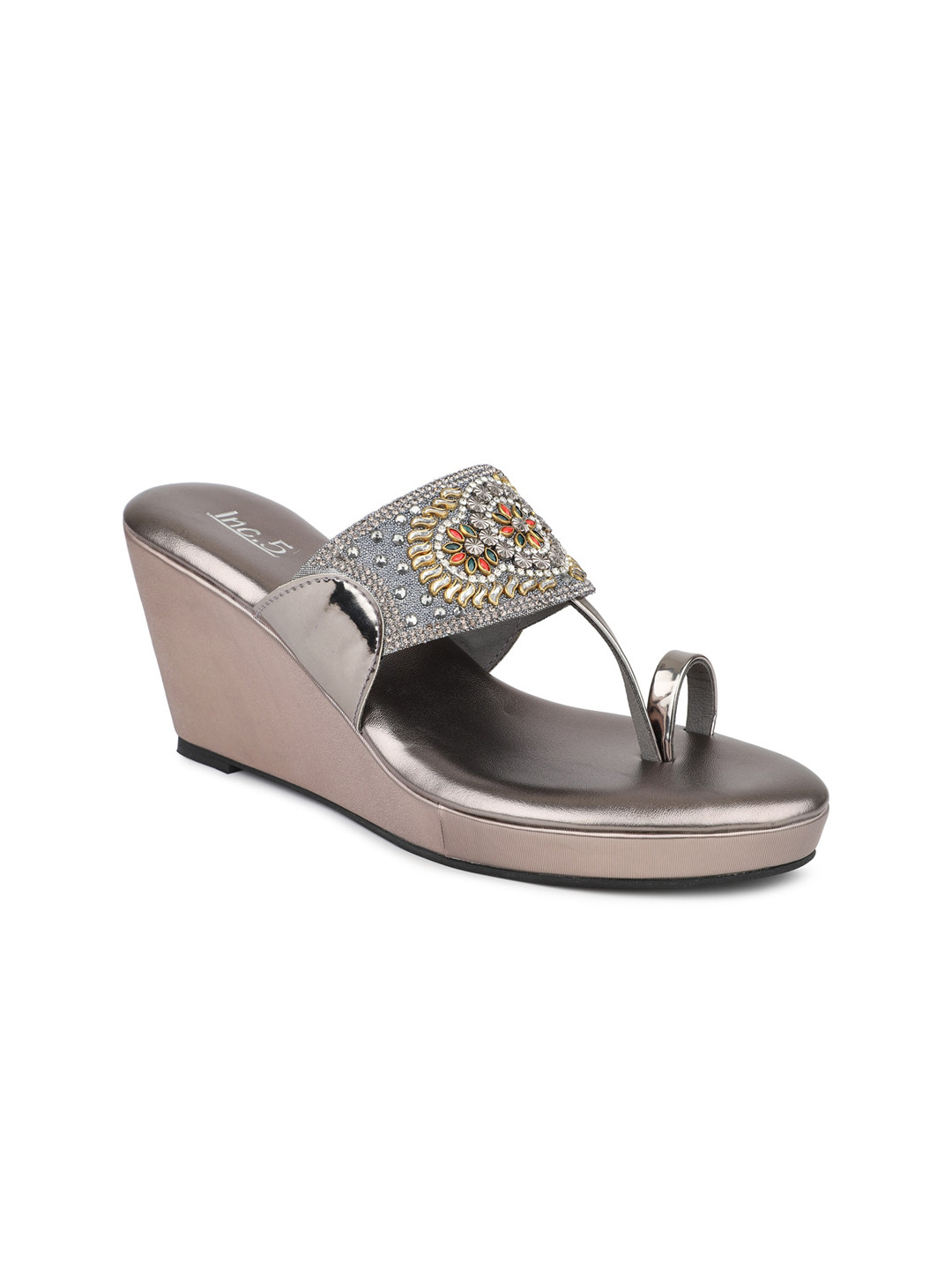 

Inc 5 Ethnic Embellished One Toe Wedges, Grey