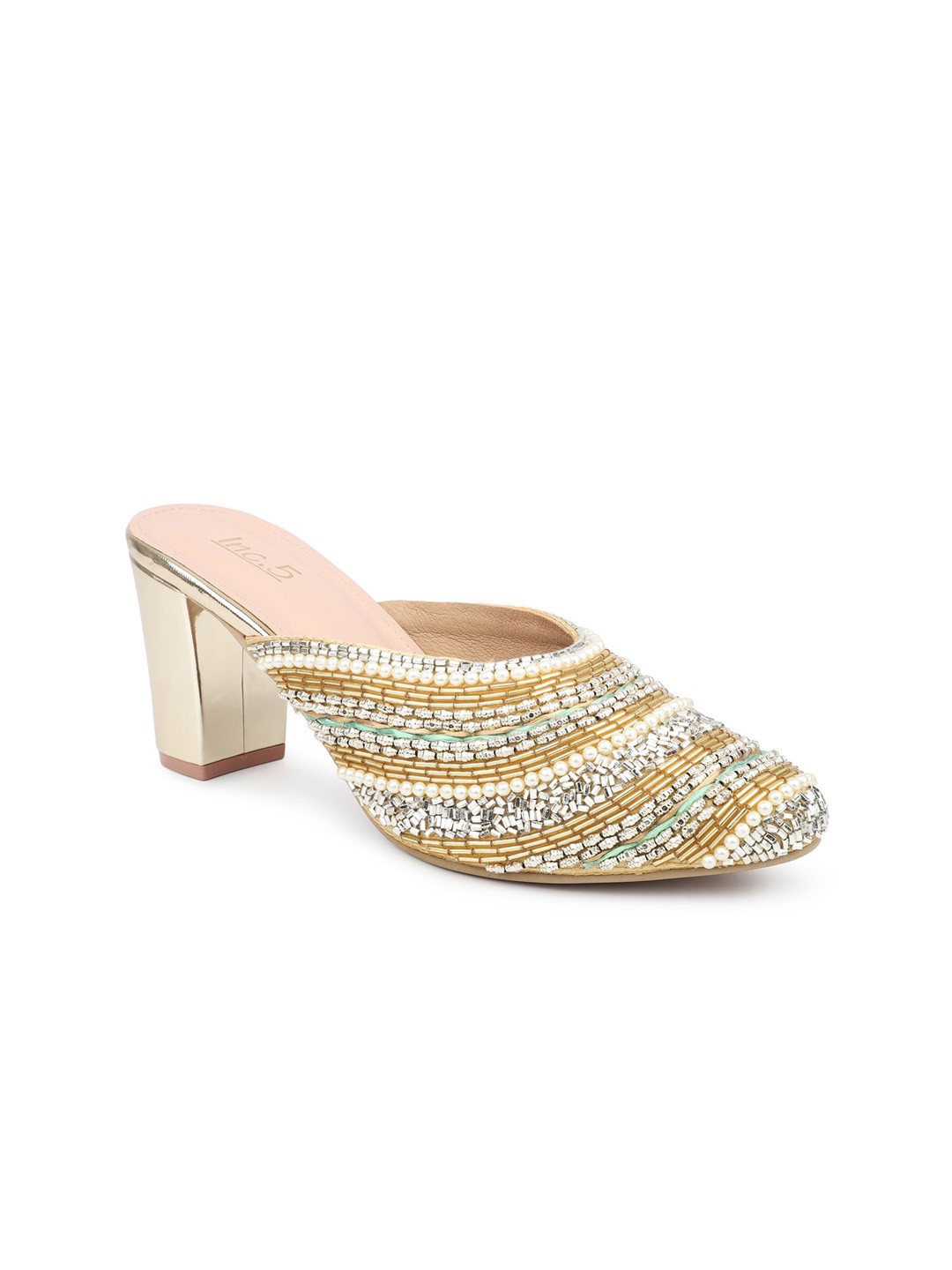 

Inc 5 Embellished Block Heel Mules, Gold
